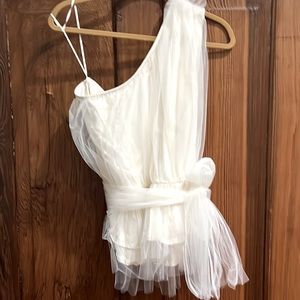 NWOT Express Classy & Sexy Blouse…organza overlay very comfortable!